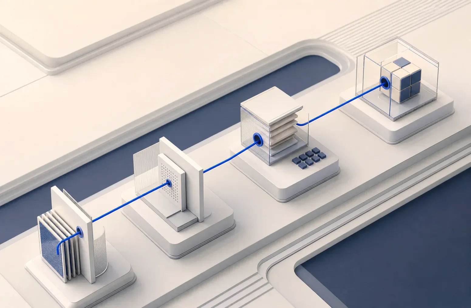 Abstract service modules connected by a single blue security path