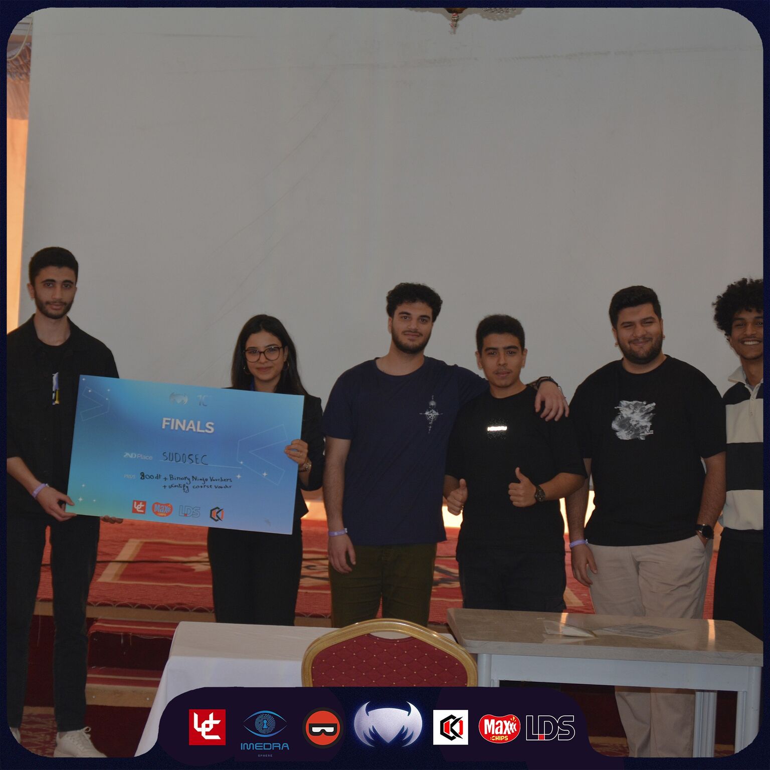 Team SUD0SEC receiving the second-place award at the 2025 SecuriCon Finals