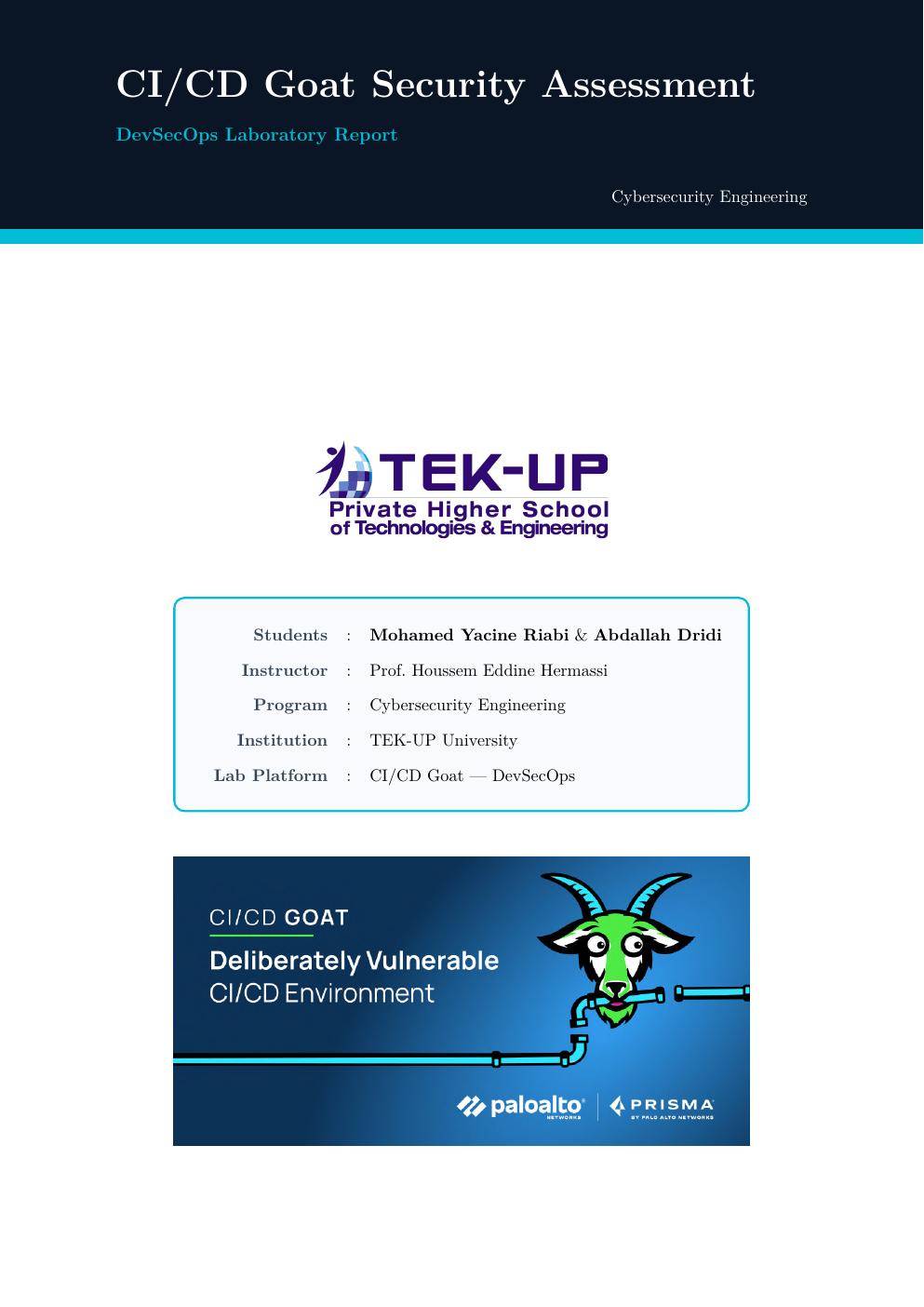 Cover of the CI/CD Goat DevSecOps security assessment